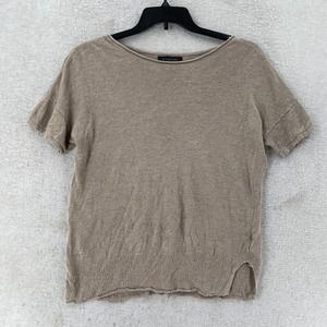 Tahari Linen Top Women‎ LG Casual Oatmeal Laganlook Slouchy Knit Dolman Shirt